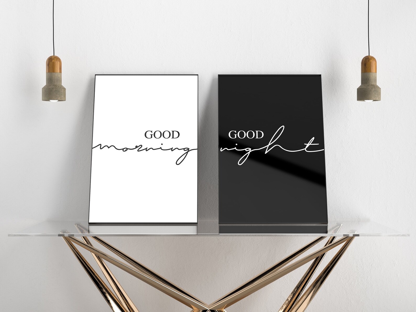 Good Morning Good Night Wall Decor Bedroom Print Set Set of Etsy