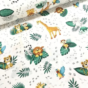Jungle animals Safari animals fabric Zoo animal fabric by the Yard-Meter Nursery fabric 100% cotton fabric Baby girl and boy quilt fabric