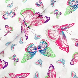 Butterfly fabric by the yard 100% cotton for quilting Baby Girl nursery fabric Butterflies print material Butterfly themed nursery fabric