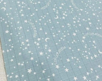 Muslin fabric Printed double gauze fabric by the yard Blanket material Baby gauze fabric with Stars Celestial print 100% cotton fabric