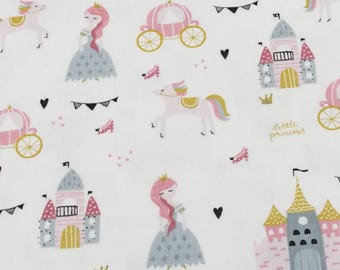Baby girl flannel fabric by the yard Babies pajama material Soft flannel fabric 100% cotton 94"wide Fairy tale Princess print flannel fabric