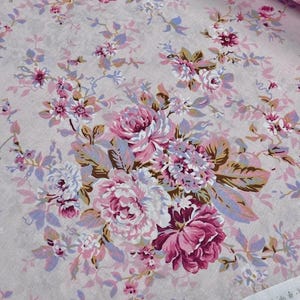 Cabbage rose fabric Romantic cottage Shabby chic vintage flowers fabric English roses Cotton fabric by the yard Pastel floral fabric 94&quot;wide