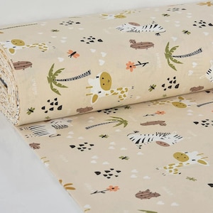 Safari animals fabric Nursery fabric Baby fabric by the yard Jungle Zoo Savannah animals fabric 100% cotton material Giraffe zebra fabric