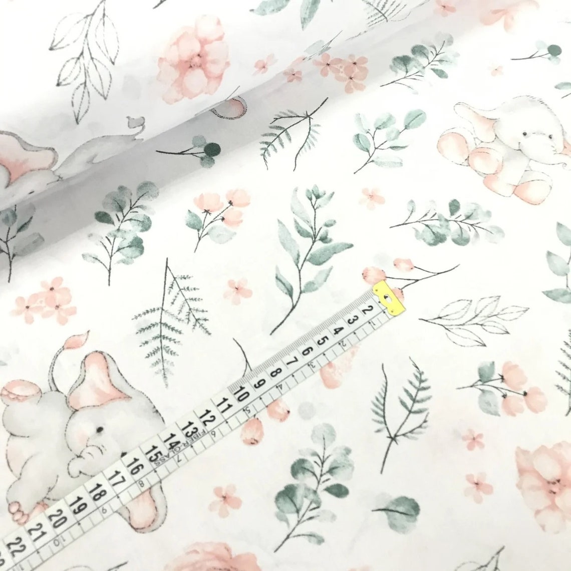 Elephant fabric Baby girl 100 cotton fabric by the YardMeter Etsy