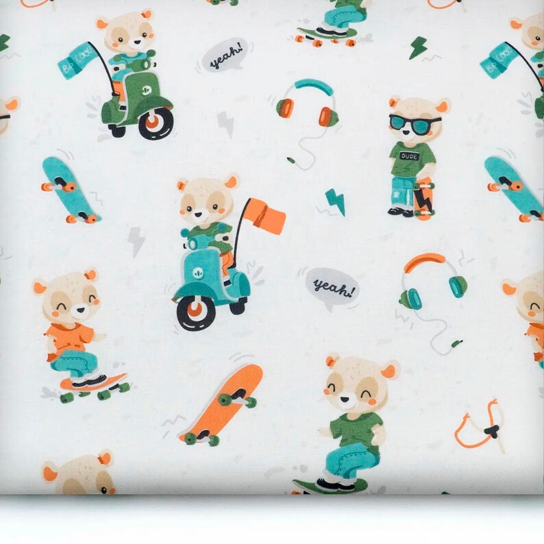 Bear Fabric Animals Fabric by the Yardmeter Nursery Fabric for Boys