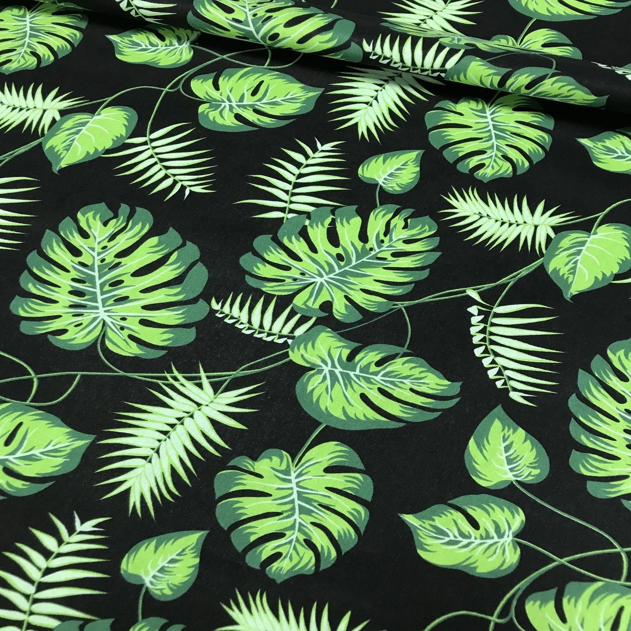 Monstera fabric Tropical plant fabric by the yard Cotton Etsy