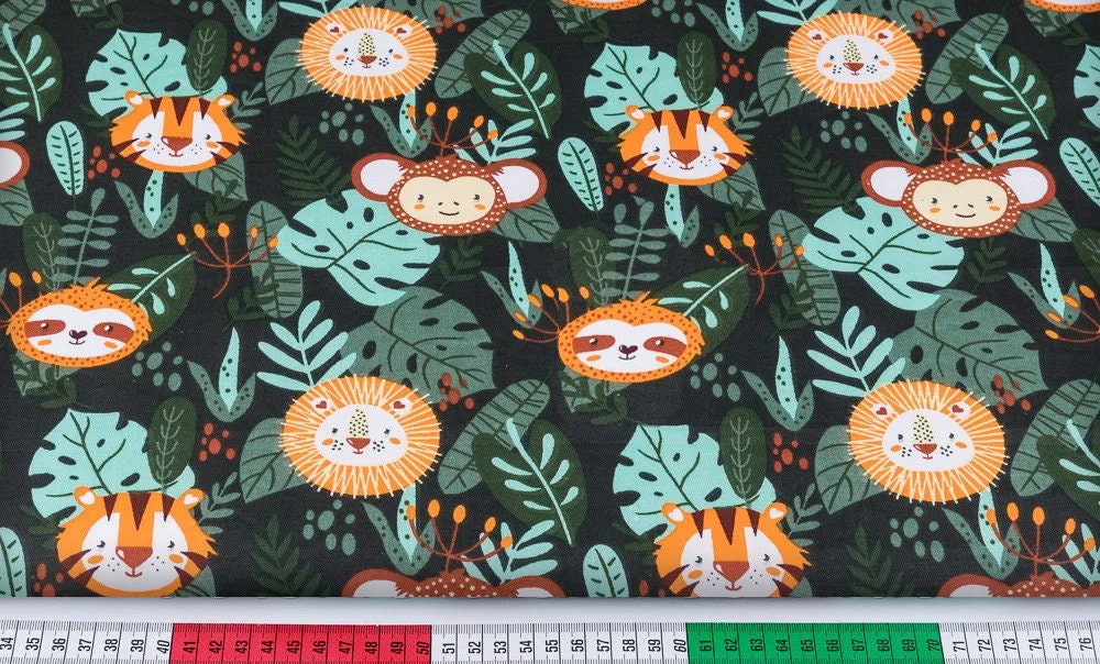 Safari animals fabric by the YardMeter 100 cotton Jungle Etsy Safari animals fabric by the yardmeter 100 cotton jungle