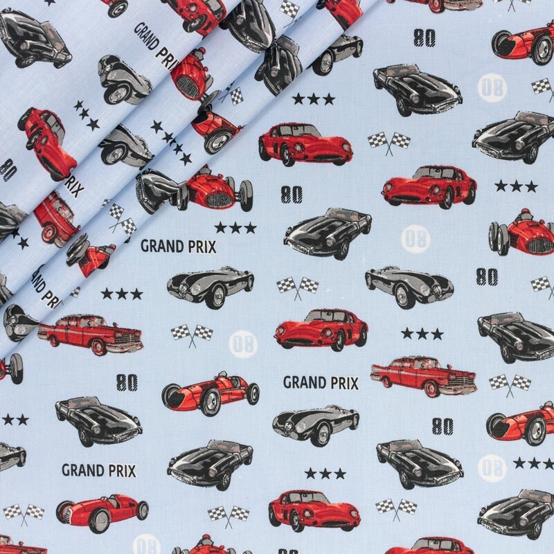 Retro car fabric by the YardHalf yard Metre Race car Racing Etsy