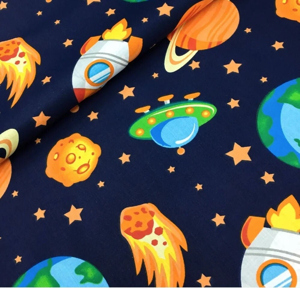 Outer space fabric Baby boy nursery cotton fabric by the Etsy