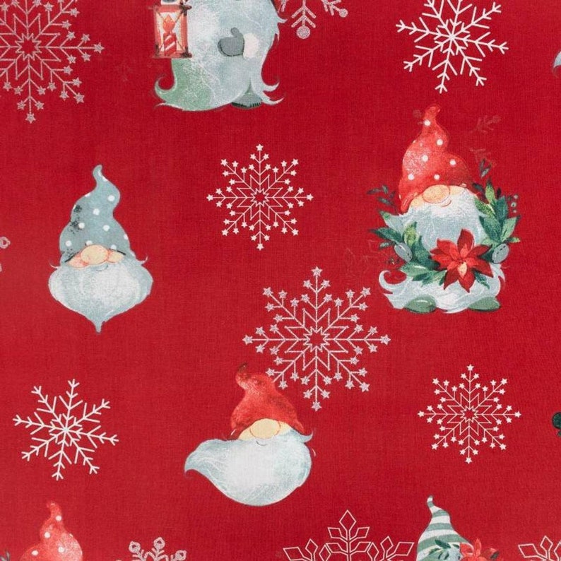 Gnome fabric by the yard Christmas cotton Scandinavian Norway Etsy