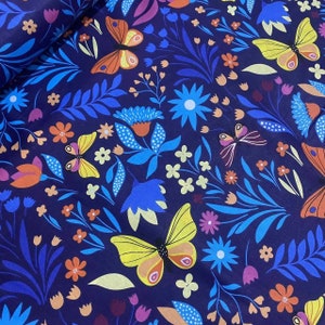 Butterfly fabric by the yard-meter Floral fabric 100% cotton fabric with butterflies and flowers print Baby girl fabric Quilt material