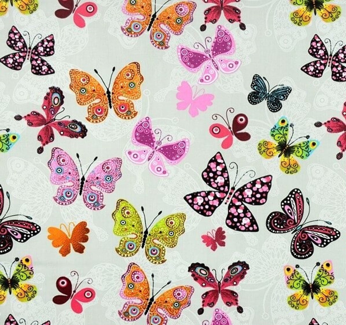 Butterflies cotton fabric for quilting Butterfly fabric by the Etsy