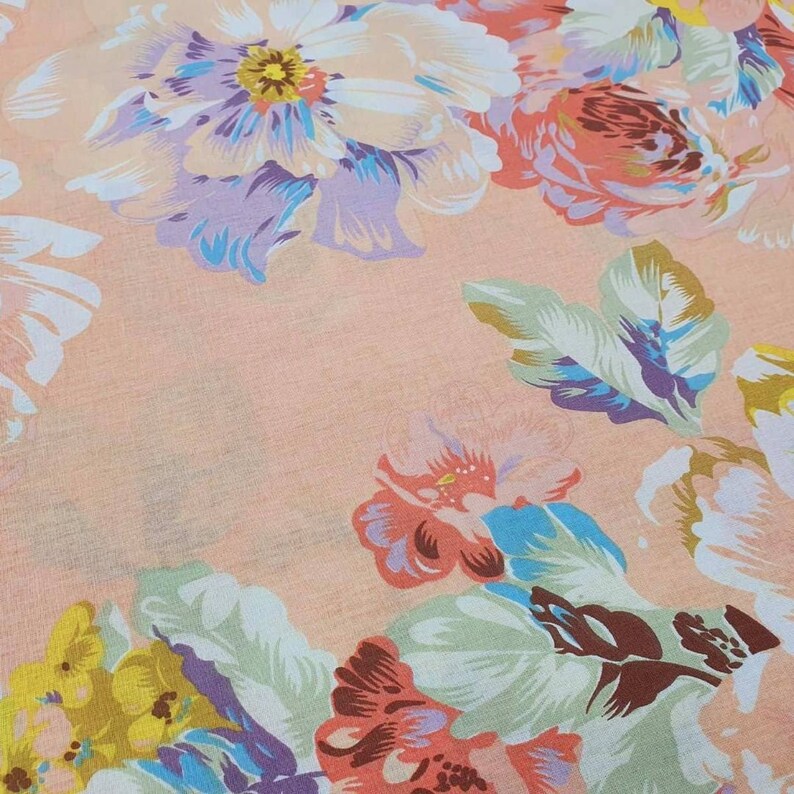 Peony fabric Watercolor peonies fabric Floral fabric by the yard-meter Big flower fabric Large print fabric with flowers 100% cotton 94wide image 4