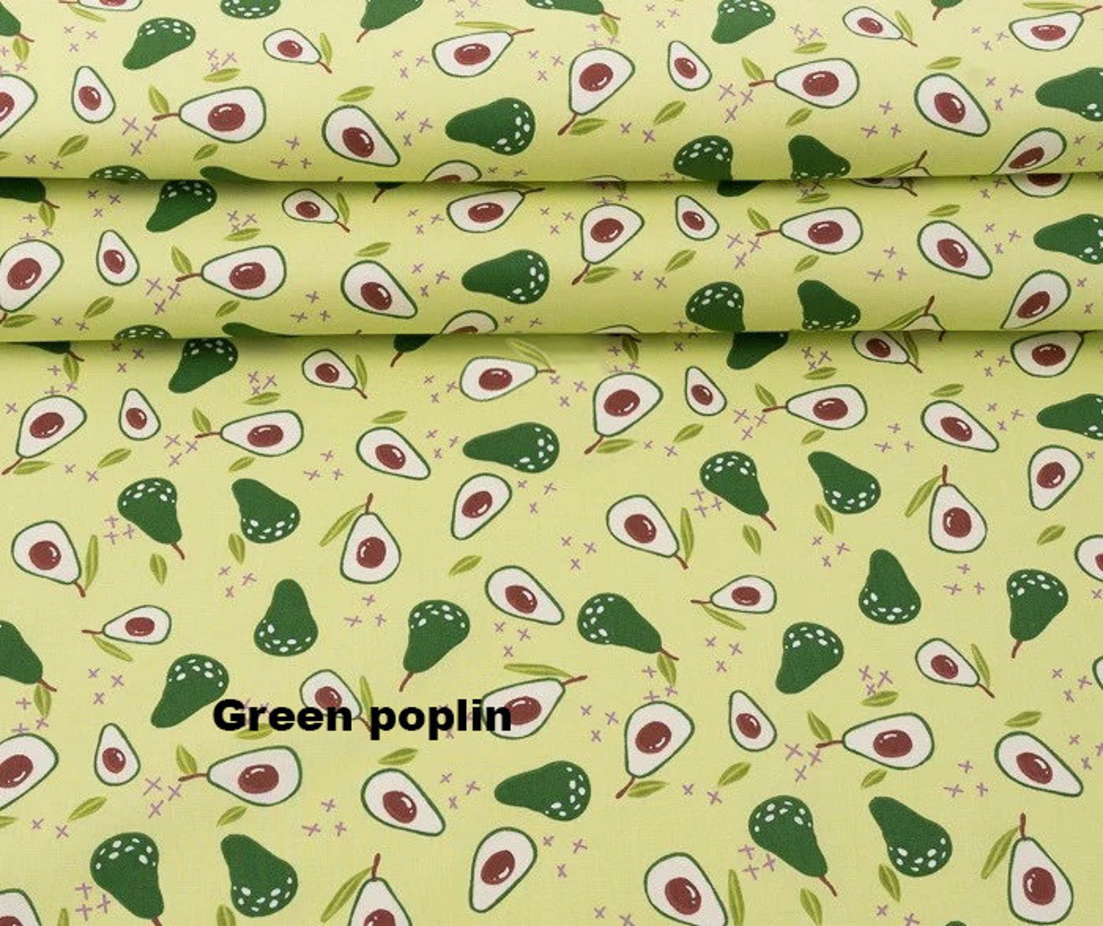 Green avocado fabric Avocados fabric Fruit cotton by the yard | Etsy