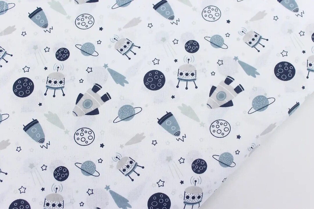 Space Fabric Baby Boy Cotton Fabric by the Yardmeter Fabric for