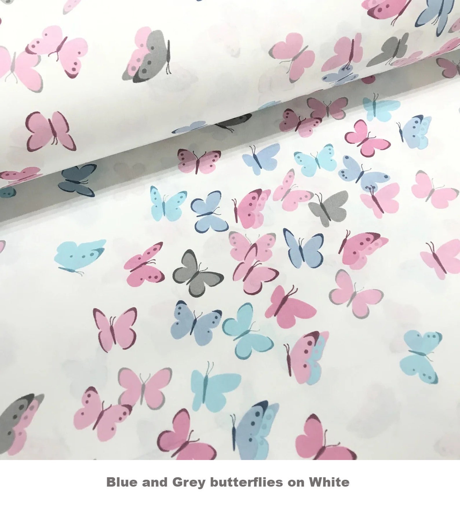 Blue butterfly cotton fabric by the Yard Metre Extra wide Etsy