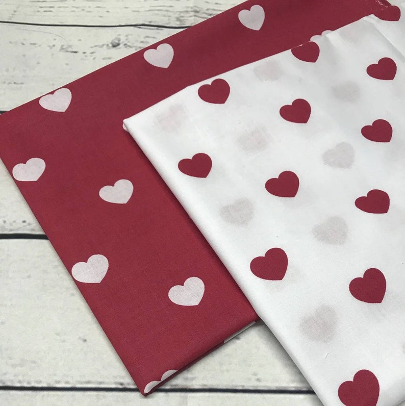 Heart fabric Valentine's day fabric by the yard meter | Etsy