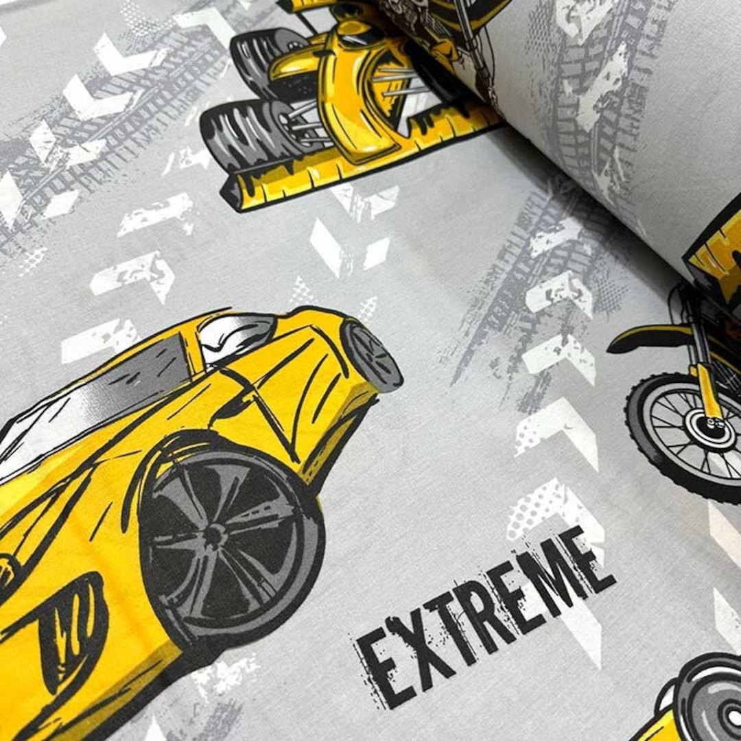 Large Race Car Fabric Vehicles Fabric Racing Auto Cars Print Fabric