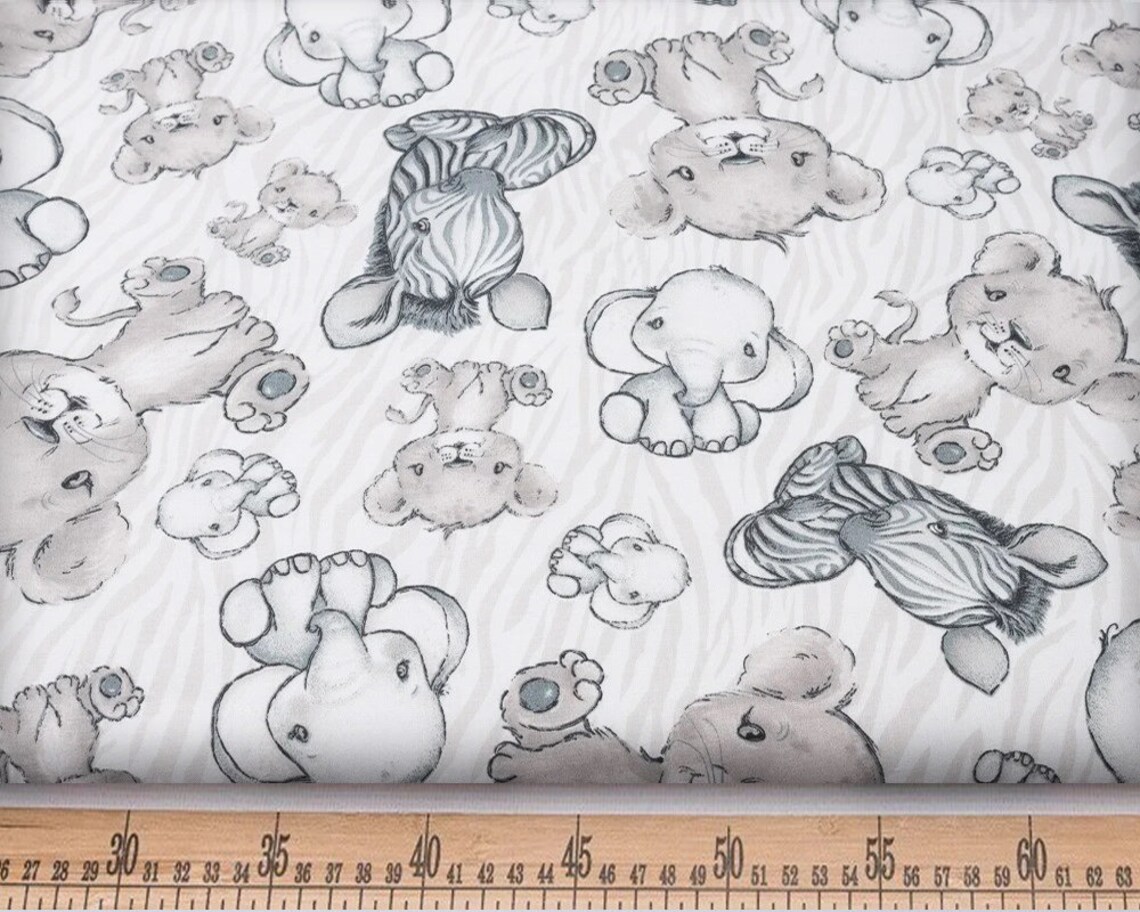 Baby Safari Fabric Cute Zoo Animals Fabric by the Yardmeter Etsy