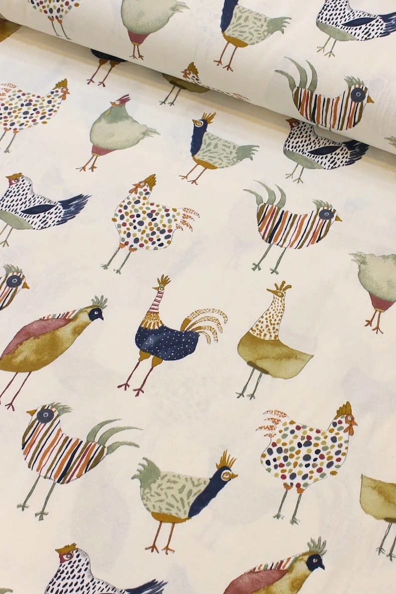 Bird Upholstery Fabric Chicken Fabric Pastel Pheasant Fabric Water and