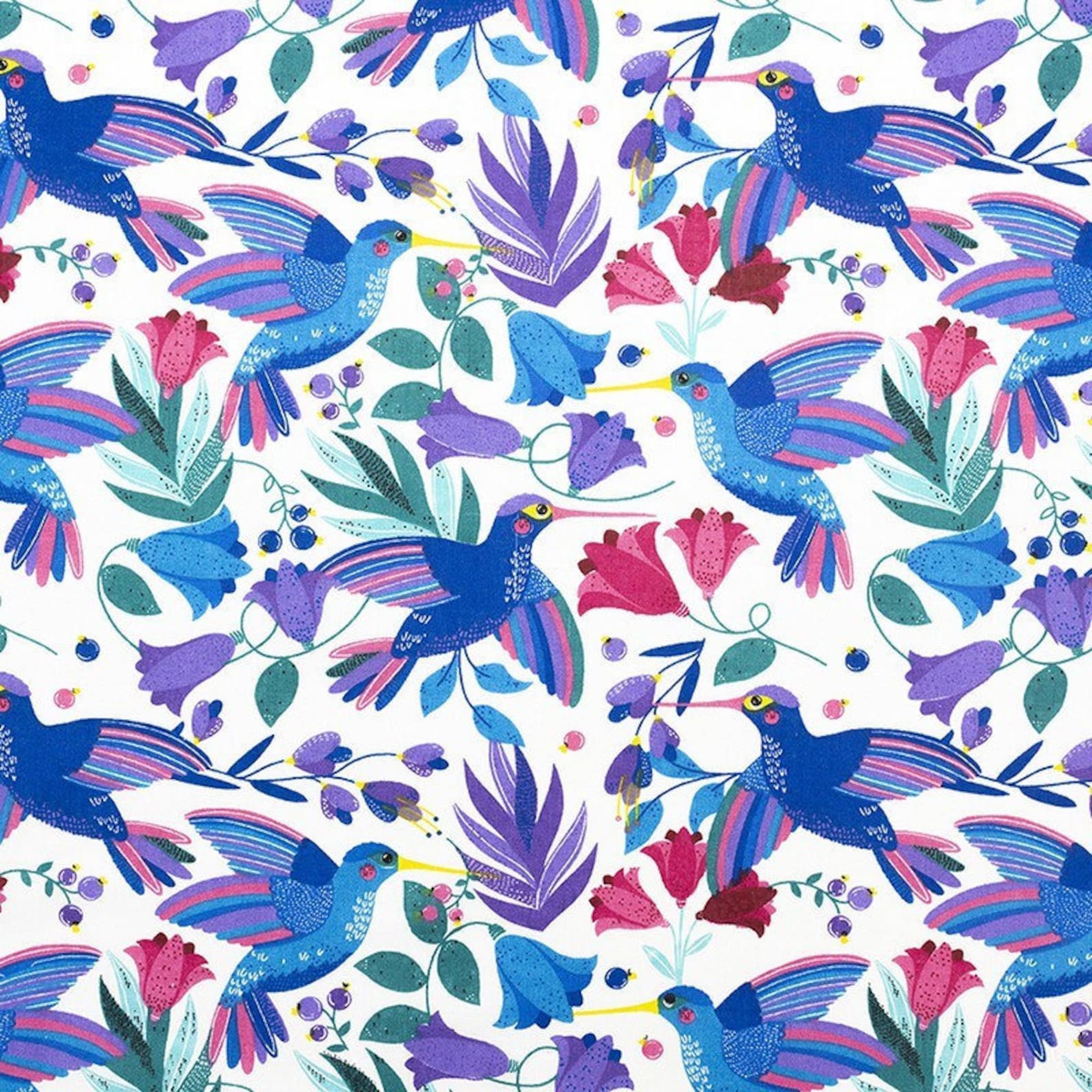 Hummingbird fabric Exotic birds fabric by the YardMeter Etsy