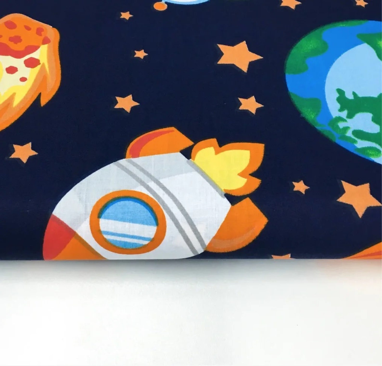 Outer space fabric Baby boy nursery cotton fabric by the Etsy