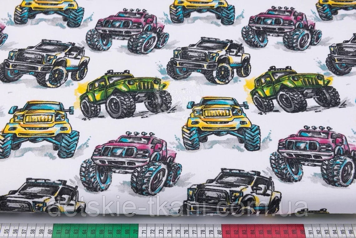 Jeep fabric by the yardmeter Trucks cotton fabric for boys Etsy