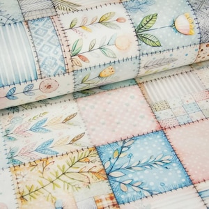 Patchwork print fabric Cheater quilt fabric Quilting 100% cotton fabric by the yard Floral Rose Shabby chic fabric Quilter 94" wide fabric