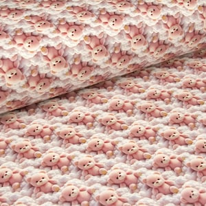 Toy bear fabric Baby girl or boy fabric by the yard Nursery fabric Bears on clouds fabric Kids print fabric 100% Cotton material 94&quot; wide