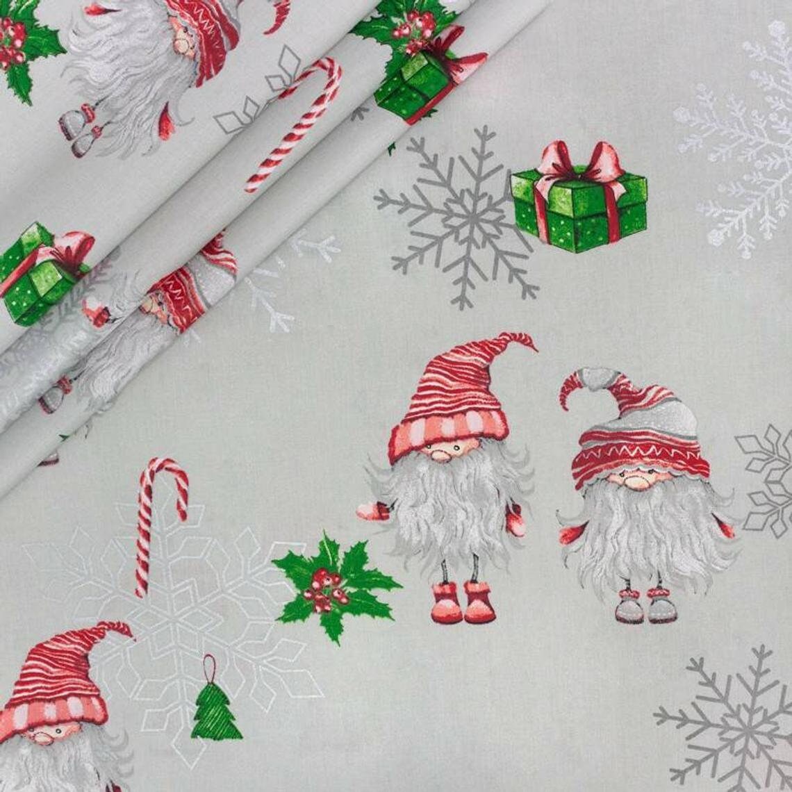 Christmas gnome cotton fabric by the yard Scandinavian nordic Etsy