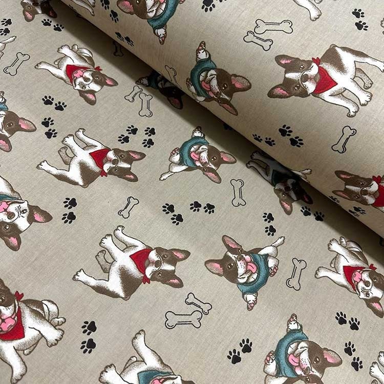 Dog Fabric French Bulldog Fabric Cute Dog Print Fabric by the Etsy