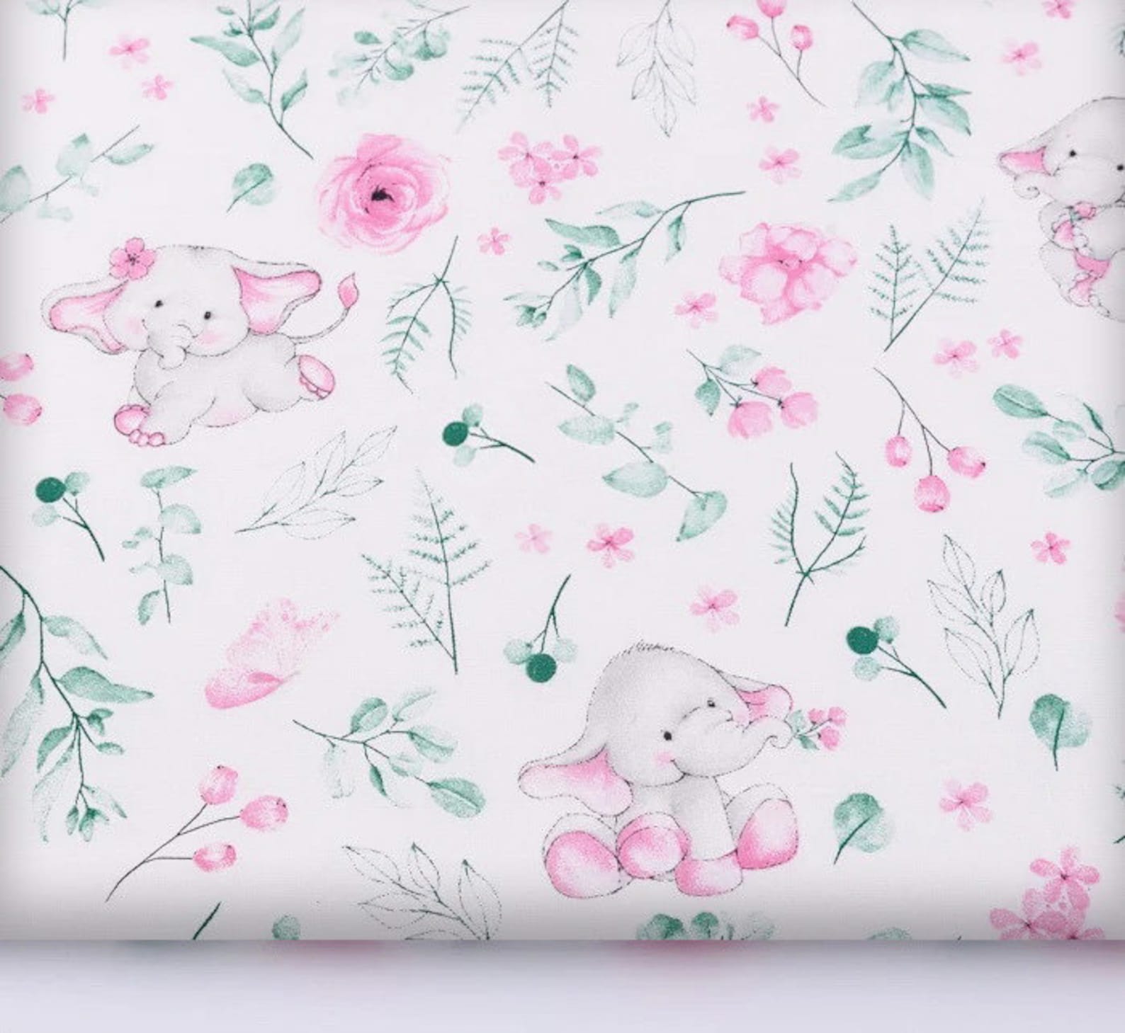 Elephant fabric Baby girl 100 cotton fabric by the YardMeter Etsy