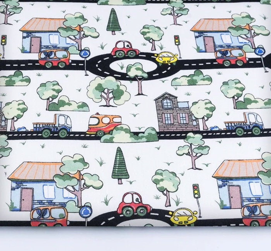 Car Fabric City Fabric Road Fabric by the Yardmeter Highway Fabric