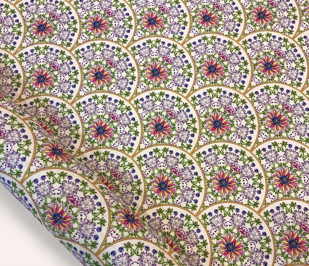 Art Deco Upholstery Fabric by the Yard Art Nouveau Lotus Etsy