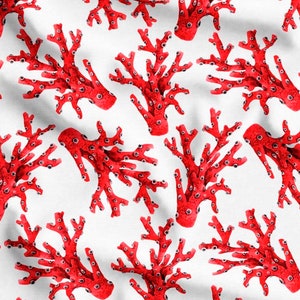 Coral fabric by the yard Sea Marine Reef fabric Ocean creatures upholstery fabric Home decor material for cushion chairs sofa lampshade bags