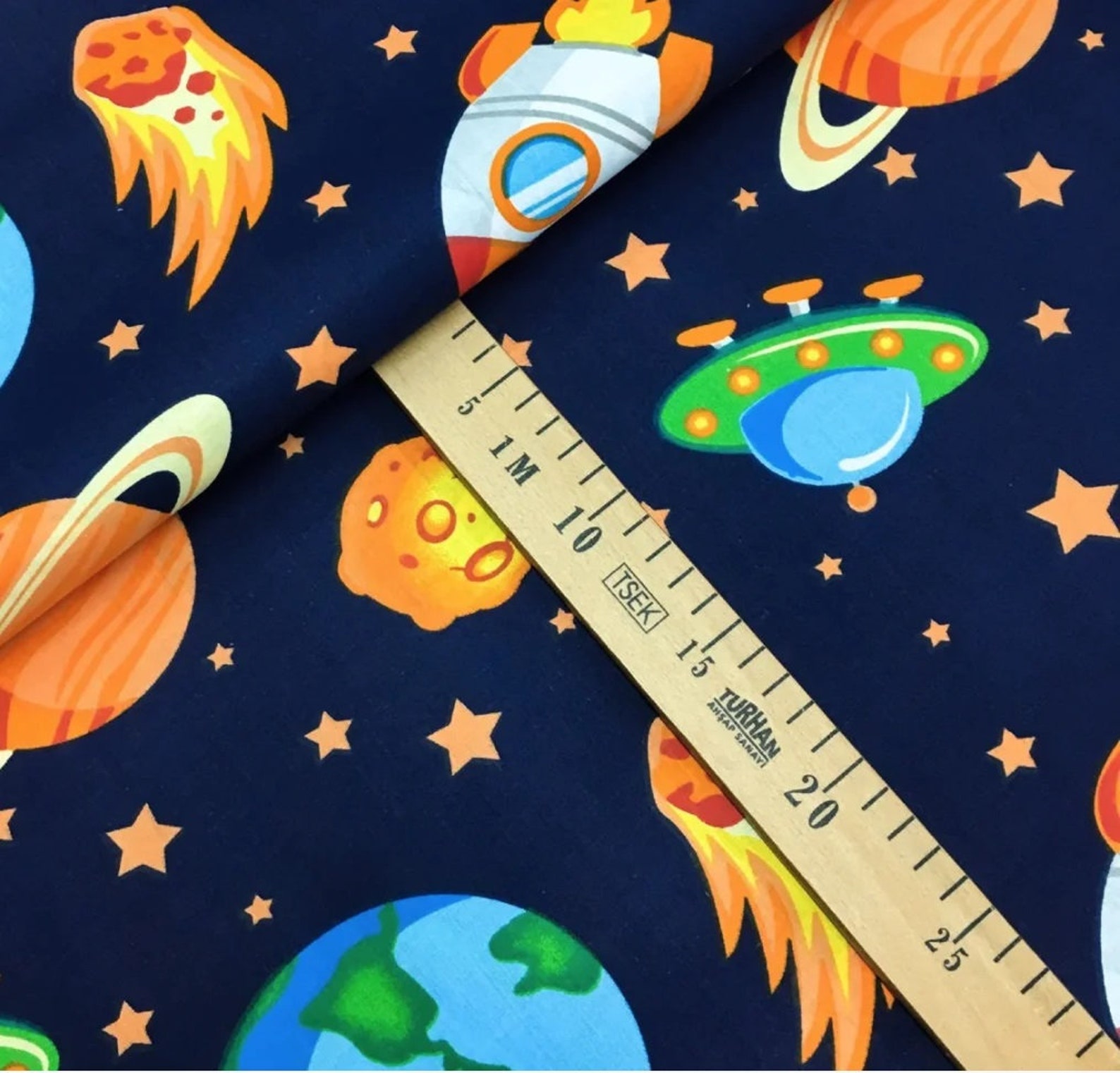 Outer space fabric Baby boy nursery cotton fabric by the Etsy