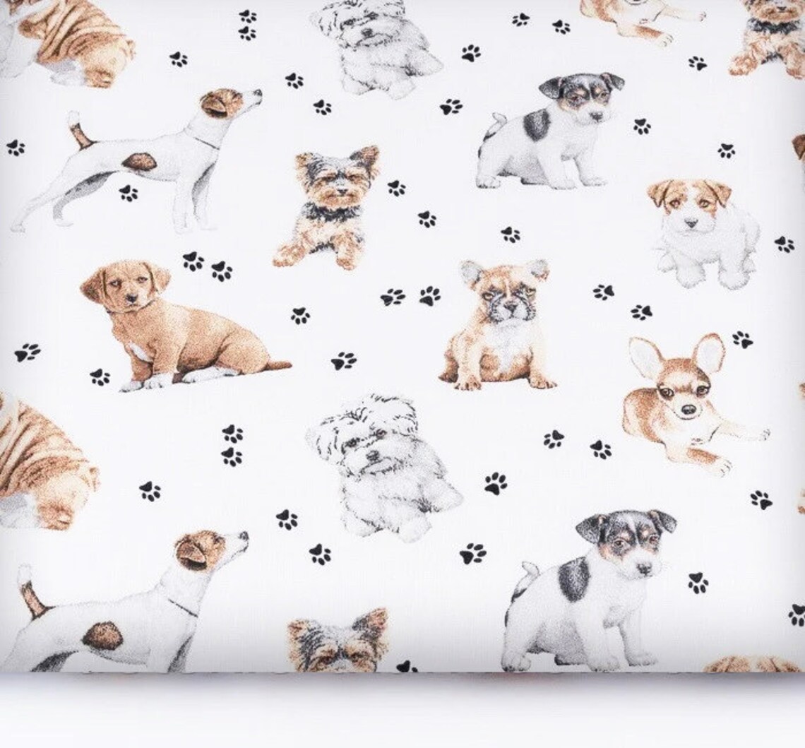 Dog fabric Puppy fabric by the YardMeter Dog print 100 Etsy