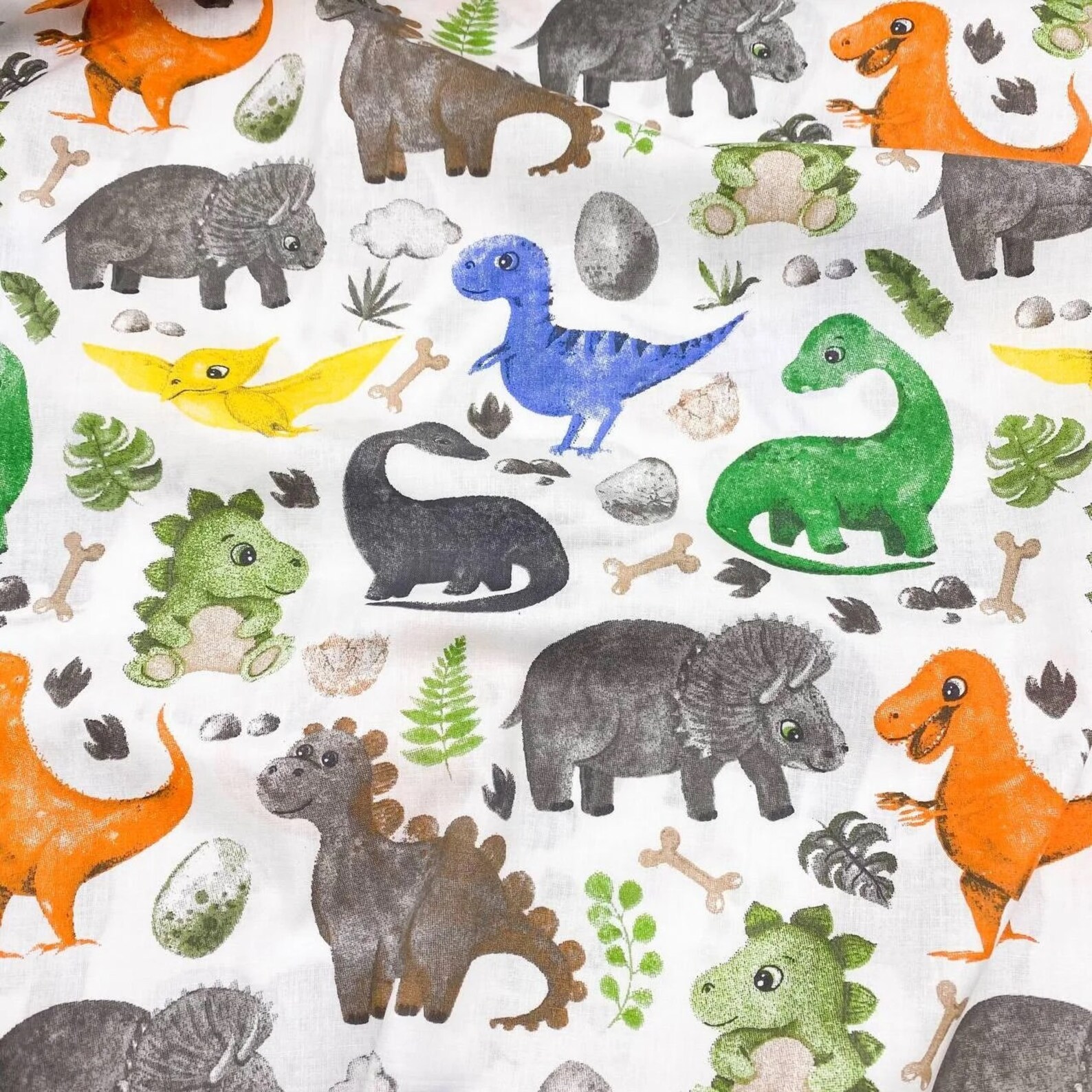 Dinosaur Cotton Fabric by the Yardmeter Dino Print Fabric for Etsy
