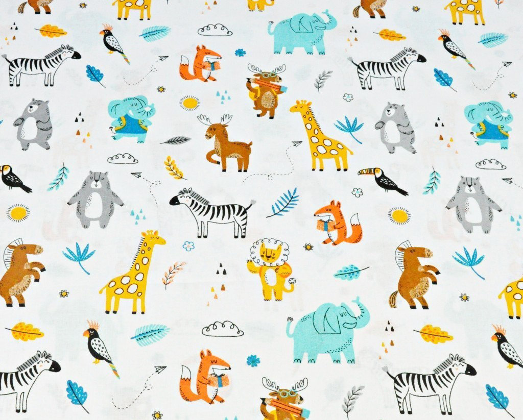 safari animals girl fabric