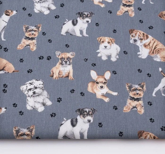 Dog fabric Puppy fabric by the YardMeter Dog print 100 Etsy