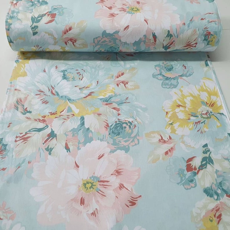 Peony fabric Watercolor peonies fabric Floral fabric by the yard-meter Big flower fabric Large print fabric with flowers 100% cotton 94wide image 5