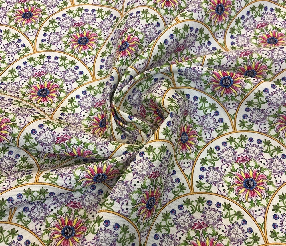 Art Deco Upholstery Fabric by the Yard Art Nouveau Lotus Etsy