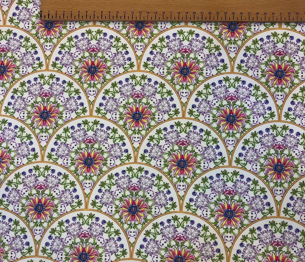 Art Deco Upholstery Fabric by the Yard Art Nouveau Lotus Etsy