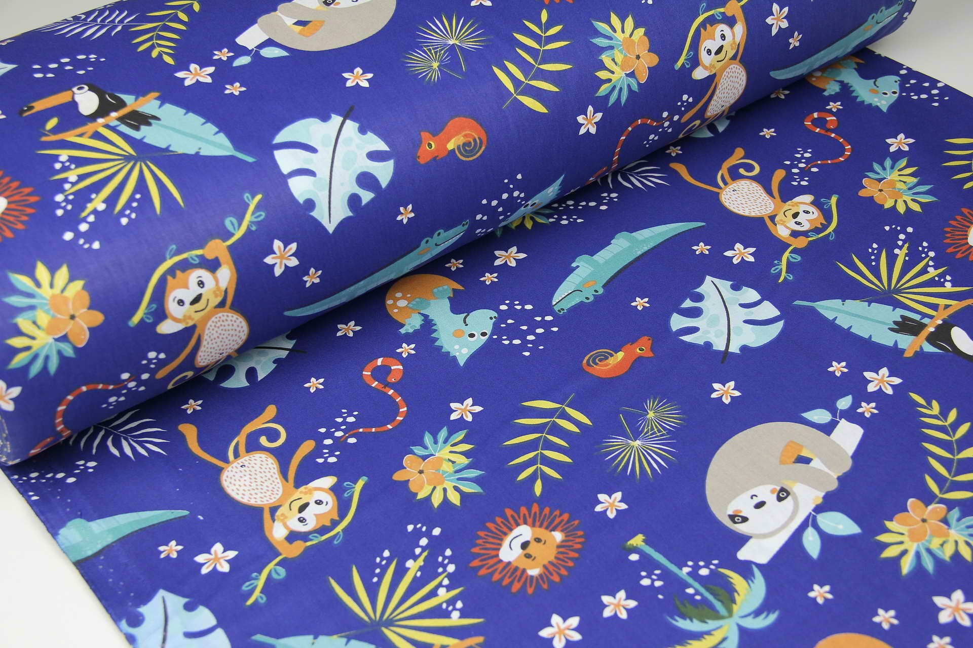 Safari Fabric Jungle Animals Fabric Nursery Fabric Baby Boy Etsy