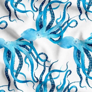 Octopus fabric Nautical upholstery fabric by the yard Marine print Sea creatures Ocean animal Aquarium decor material for cushion chair sofa
