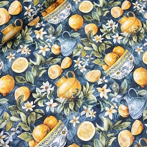 Lemon upholstery fabric by the yard Watercolor Fruit fabric Water Stain resistant Indoor Outdoor fabric for Sofa Chairs Curtains Tablecloth