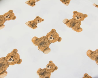 Bear flannel fabric by the yard Kids pajama material Soft flannel fabric 100% cotton 94"wide Toy bears flannel fabric Baby flannel fabric