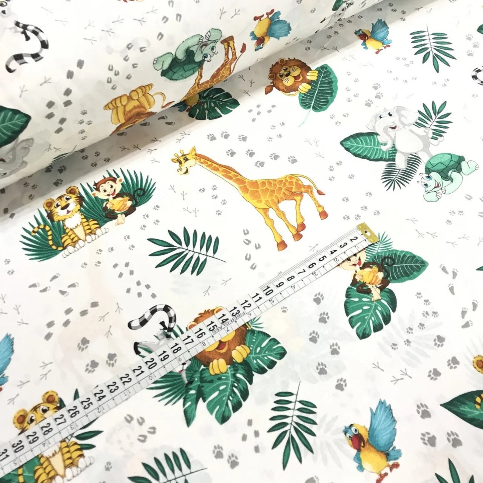 safari animals girl fabric