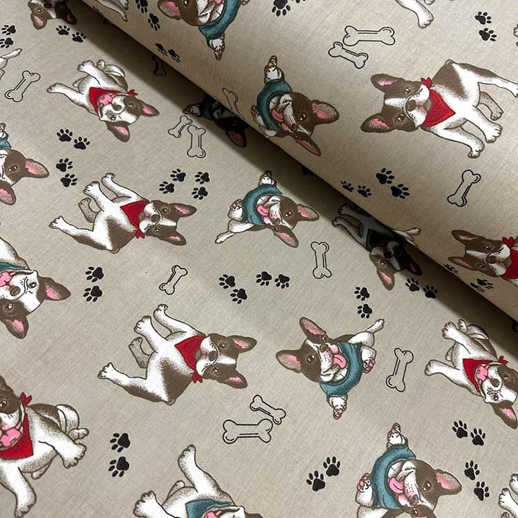 French Bulldog Fabric Cute Dog Print Fabric by the Yard Pet Etsy