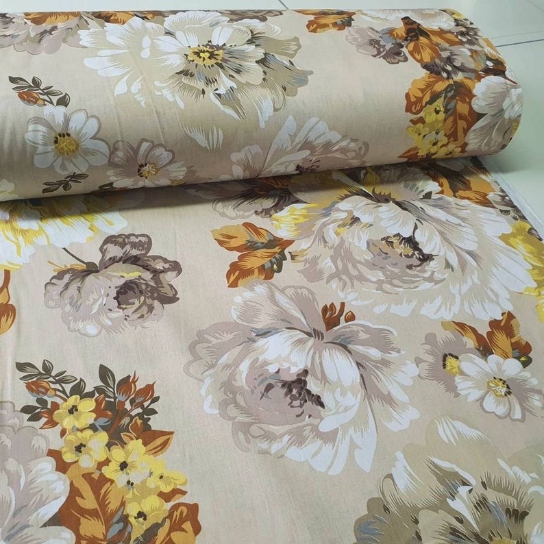 Peony fabric Watercolor peonies fabric Floral fabric by the yard-meter Big flower fabric Large print fabric with flowers 100% cotton 94wide image 8